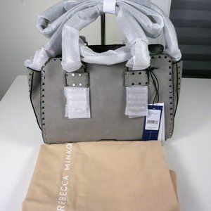 Rebecca Minkoff Midnighter Medium Satchel Grey Nubuck Leather NWT
